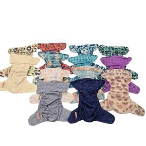Bundle of 13 Petite Crown Reusable Cloth Diapers - Different Types